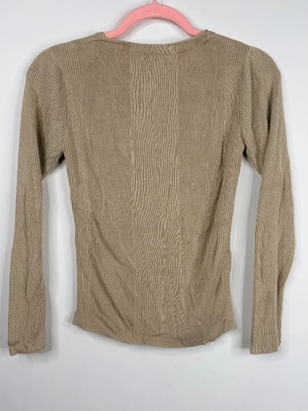 2/$30 Banana Republic Rib Knit Silk V-Neck Cardigan Tan Small #A2283